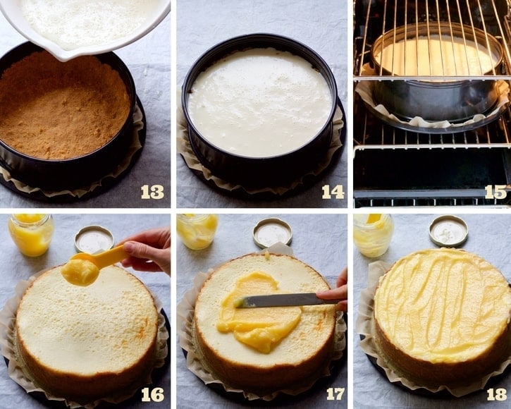 Cheesecake making process collage 3.