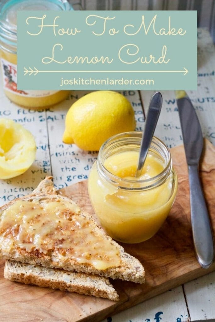Lemon curd in a jar and on toast.