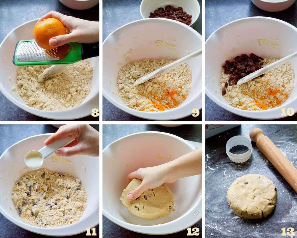 Biscuit dough making process collage.