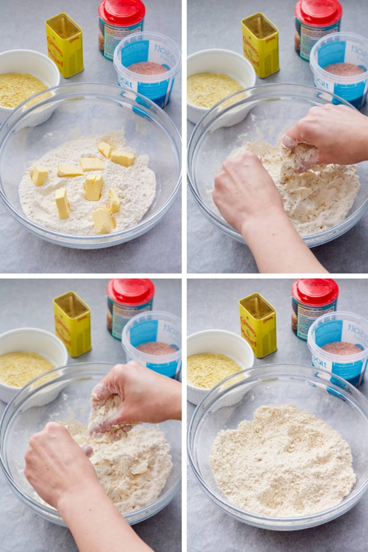 Mixing vegan butter & flour in a bowl until incorporated.
