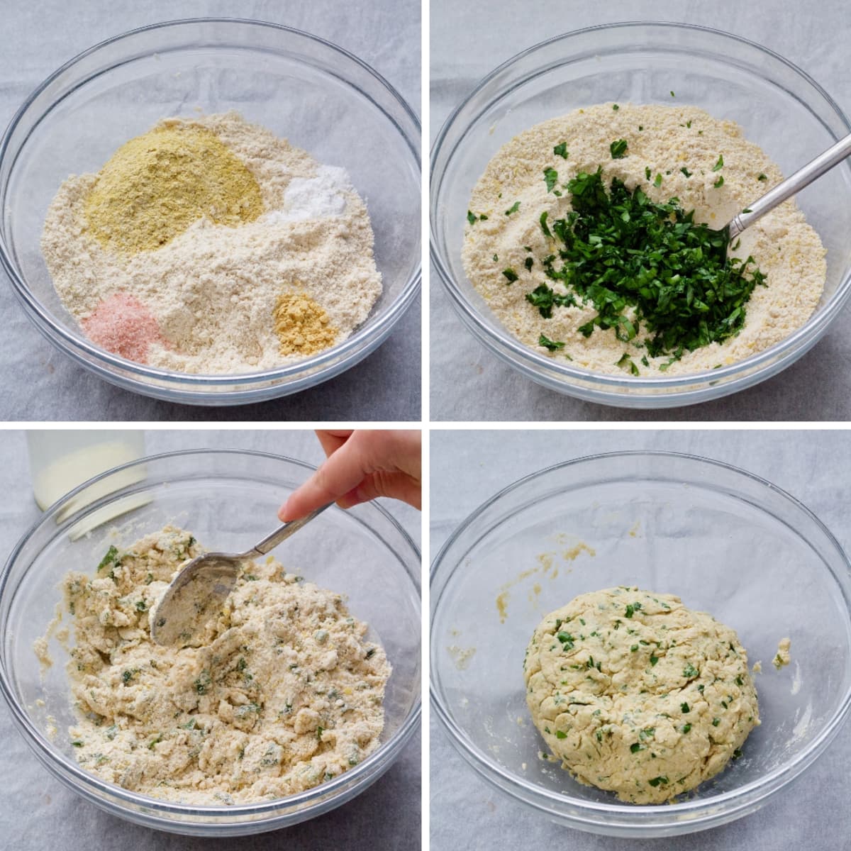 Scone dough making process.