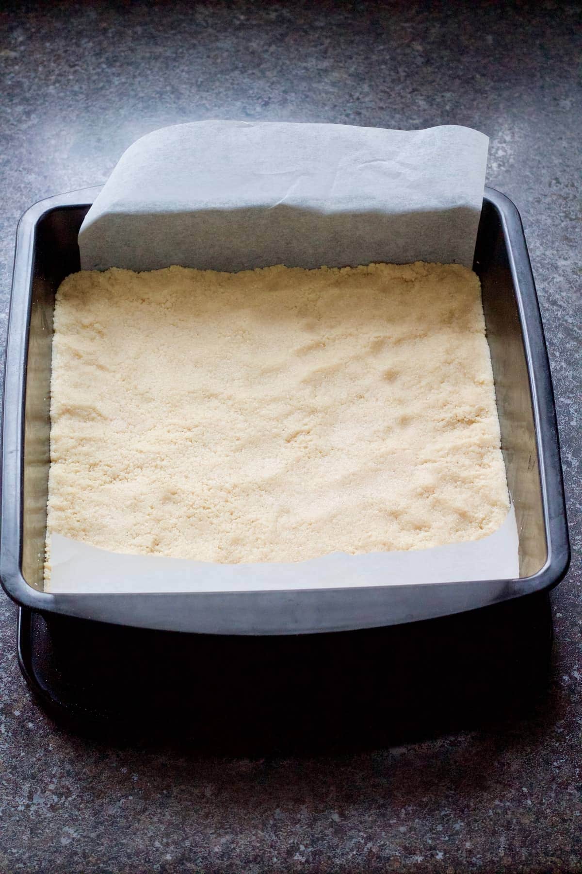 Biscuit base in a tin.