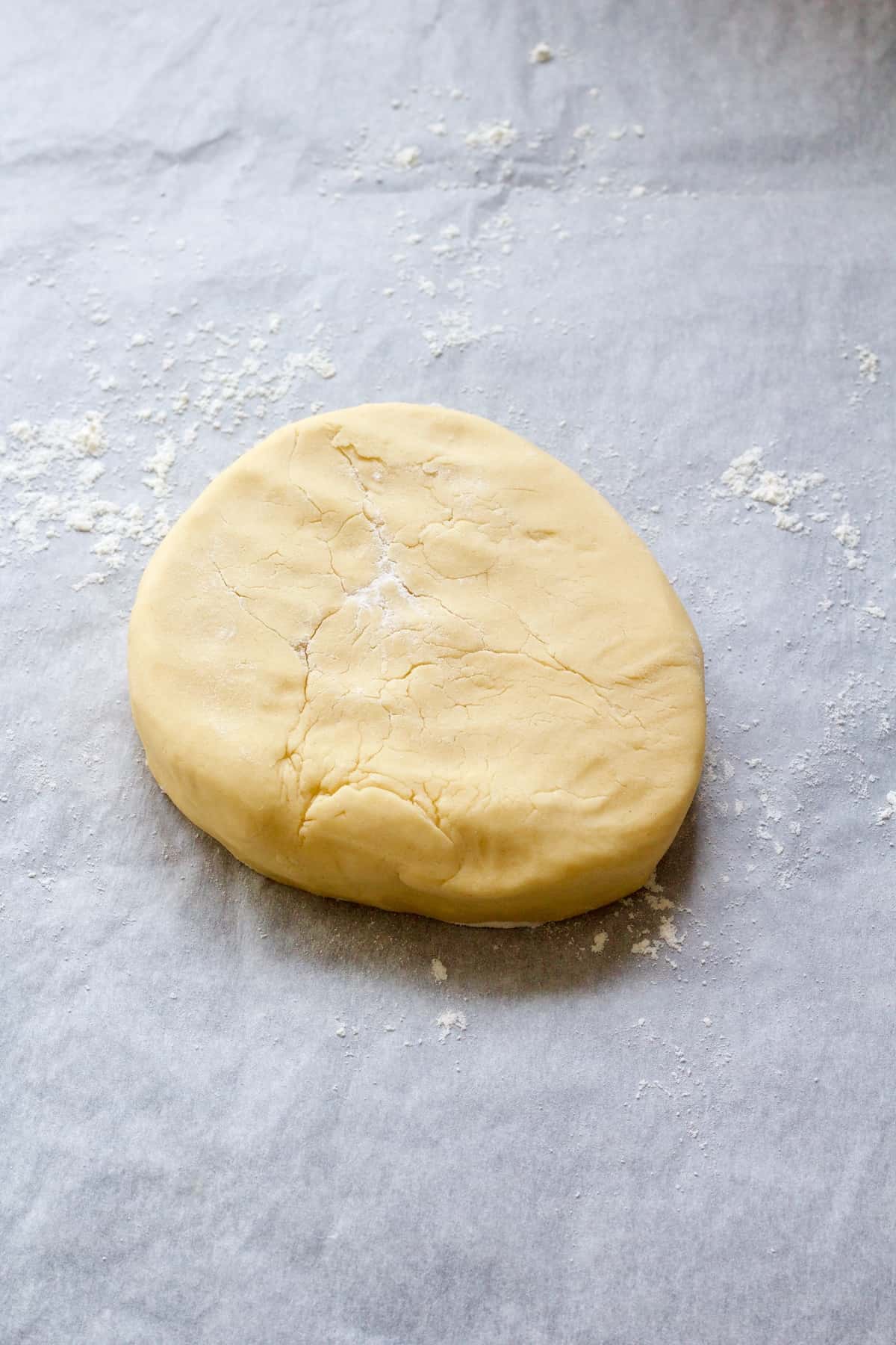 Flattened pastry dough.