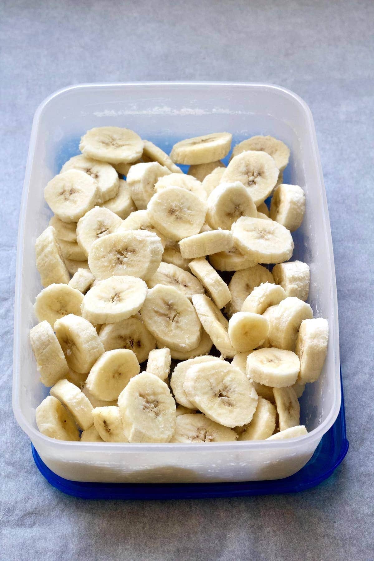 Banana slices in a box.