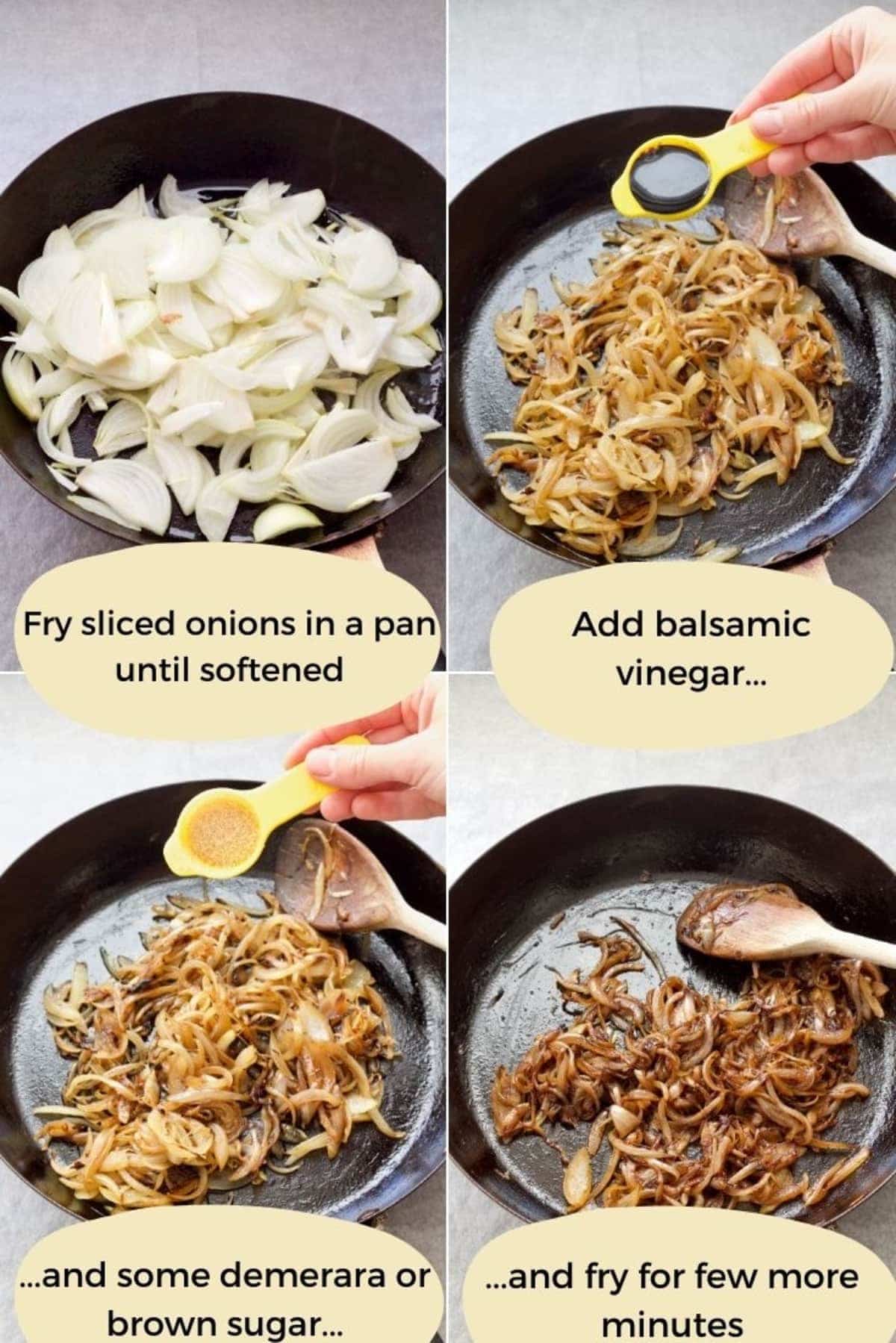 Process of making caramelised onions.