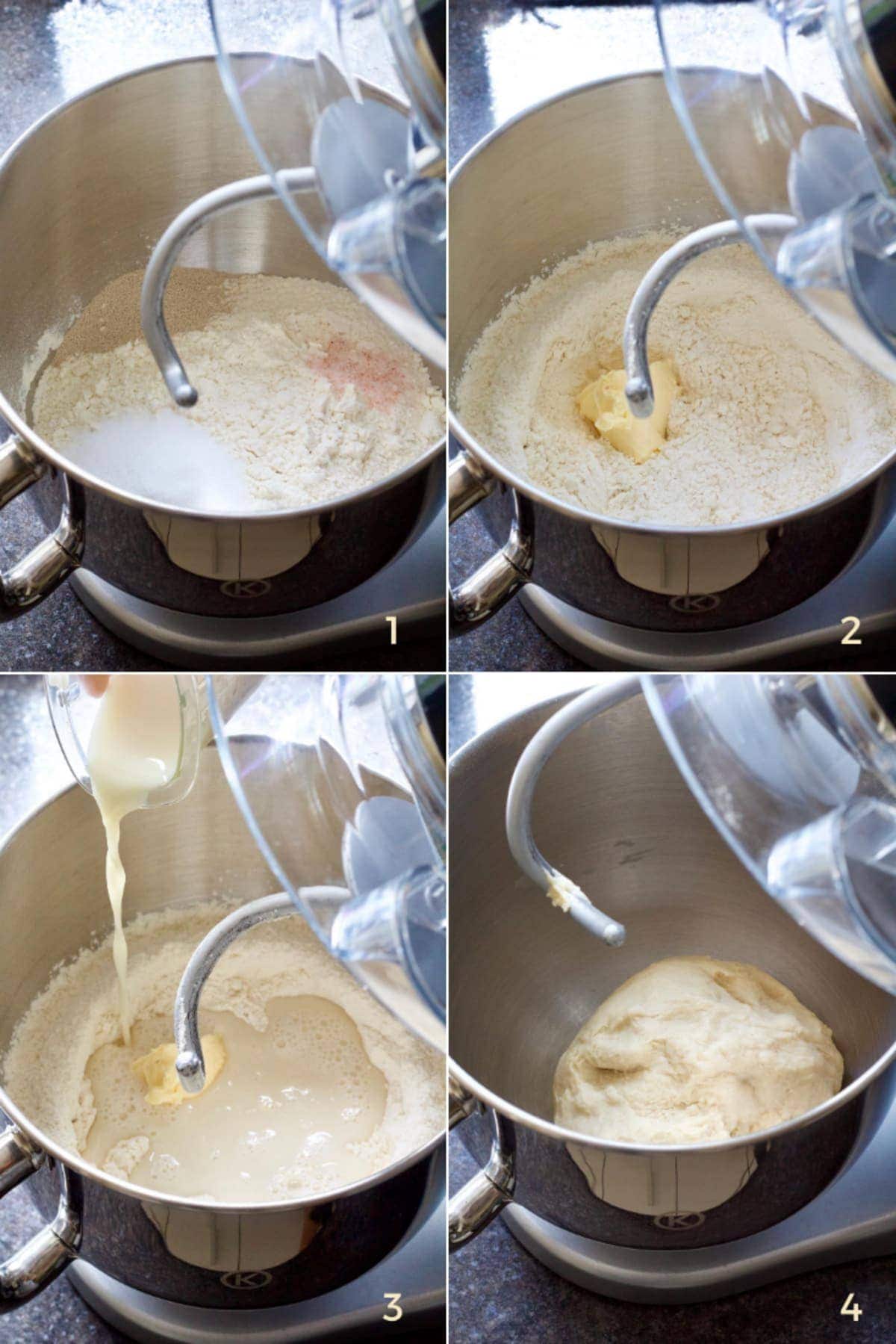 Dough kneading in food processor.