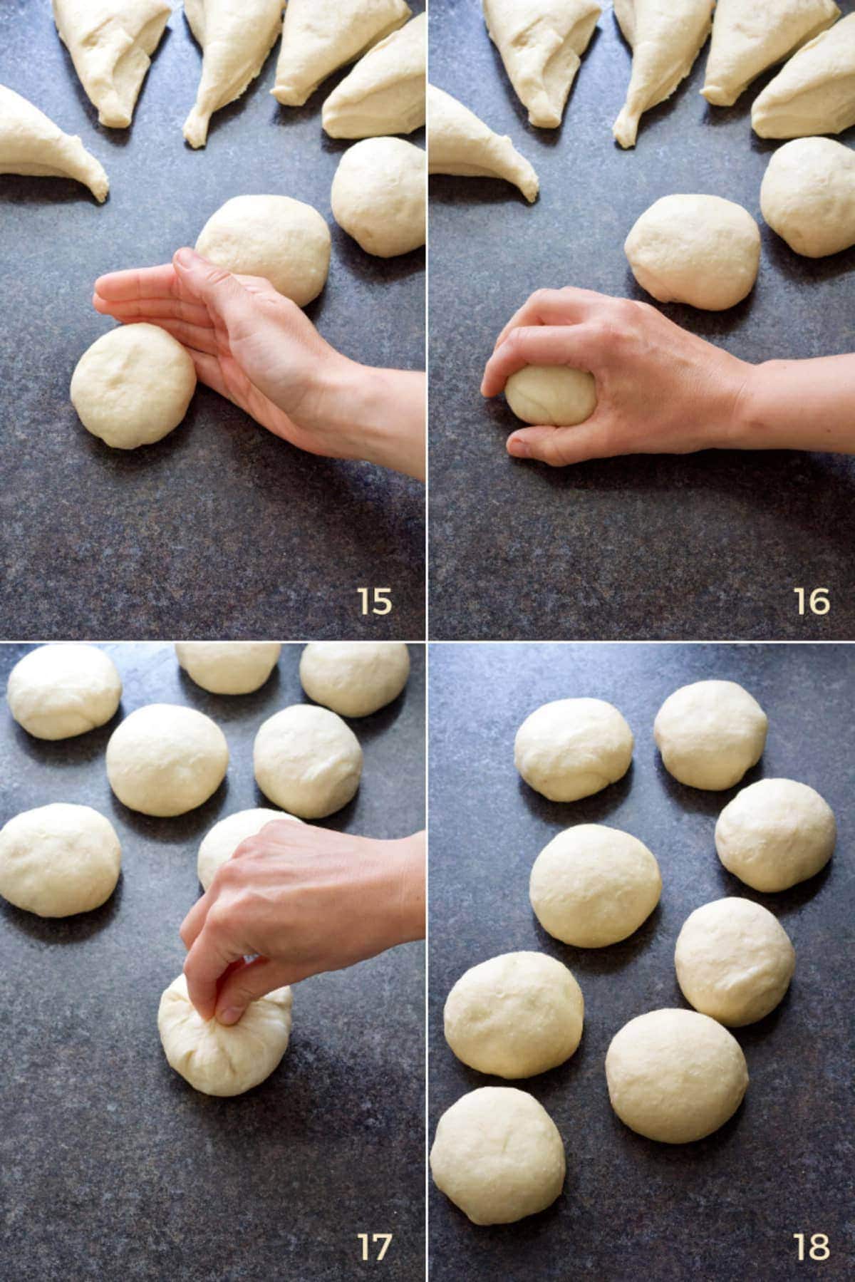 Shaping bread rolls.