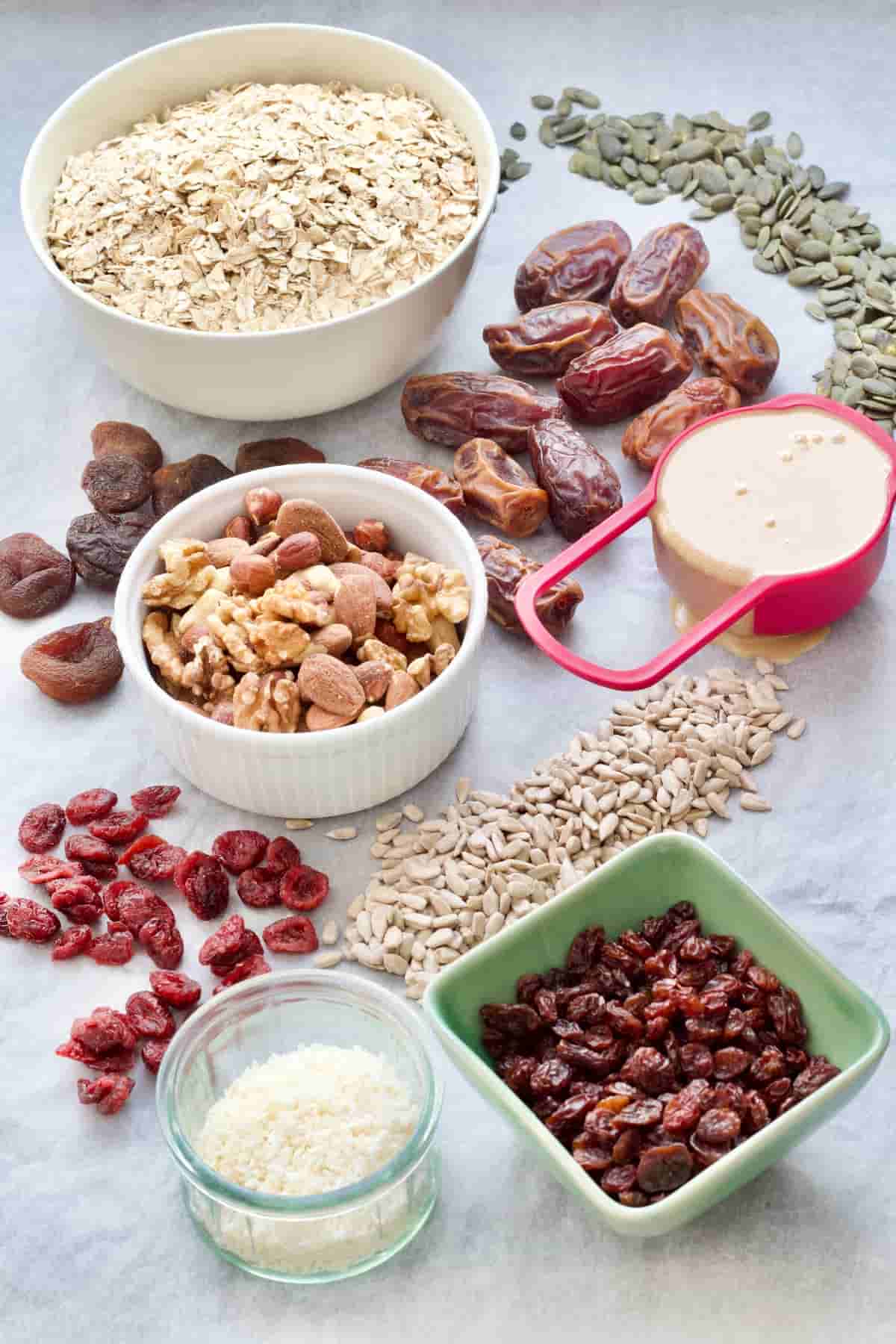 Ingredients for making homemade granola.