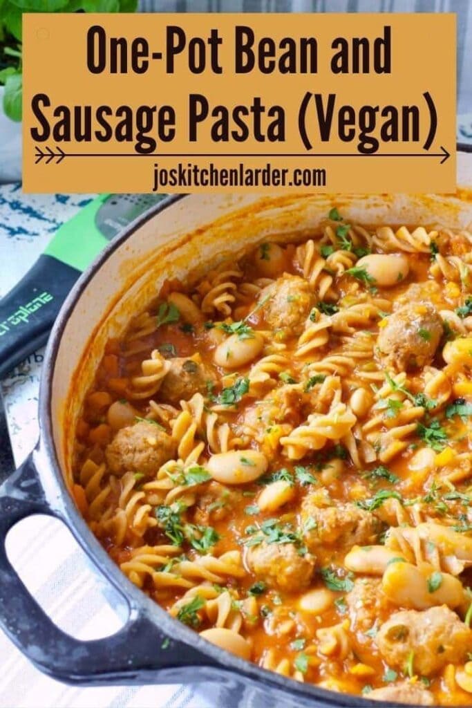 One-pot bean and sausage pasta pin.