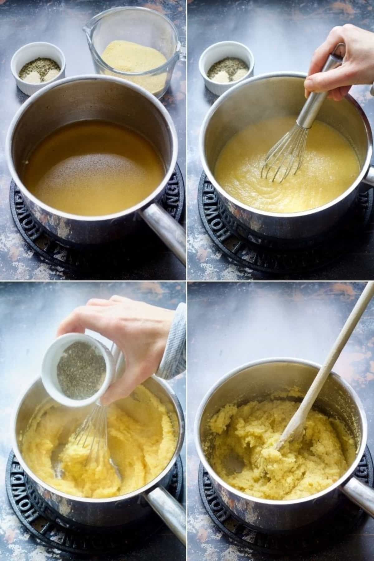 Process of cooking polenta.