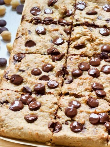 Vegan blondies with chocolate chips.