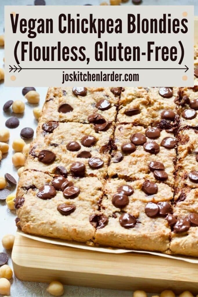 Vegan blondies with chocolate chips (pin).