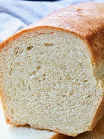Close up of cut white bread.