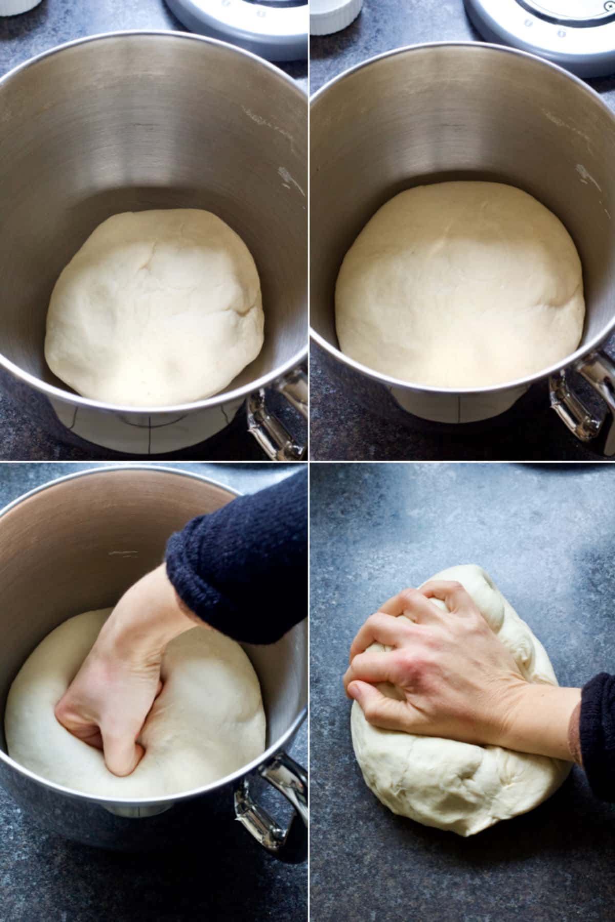 Bread dough proving process collage.