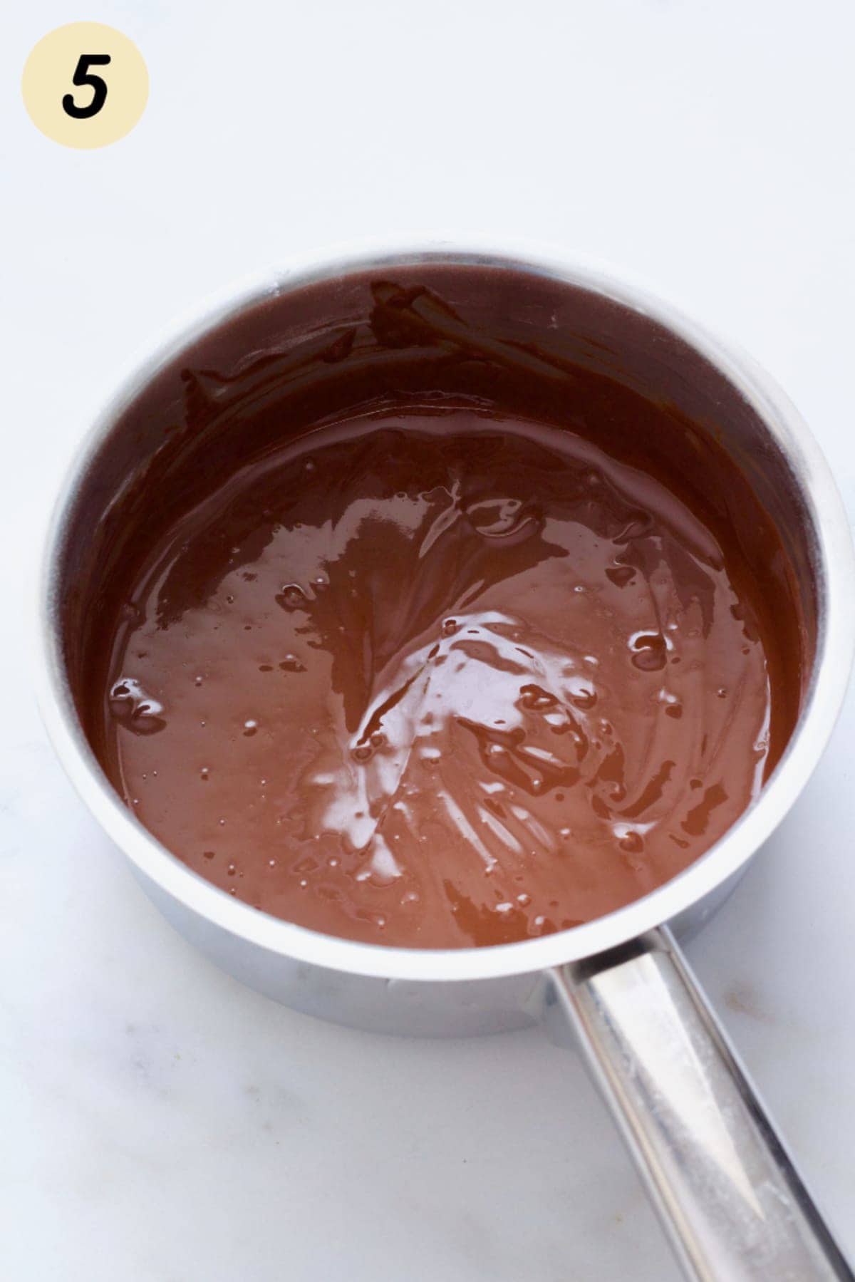 Chocolate ganache in a pan.