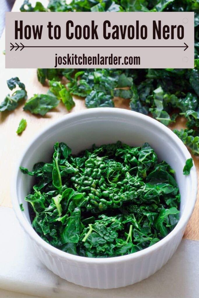 Boiled cavolo nero in a bowl.