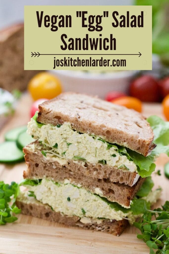 Vegan egg mayo sandwich stack.