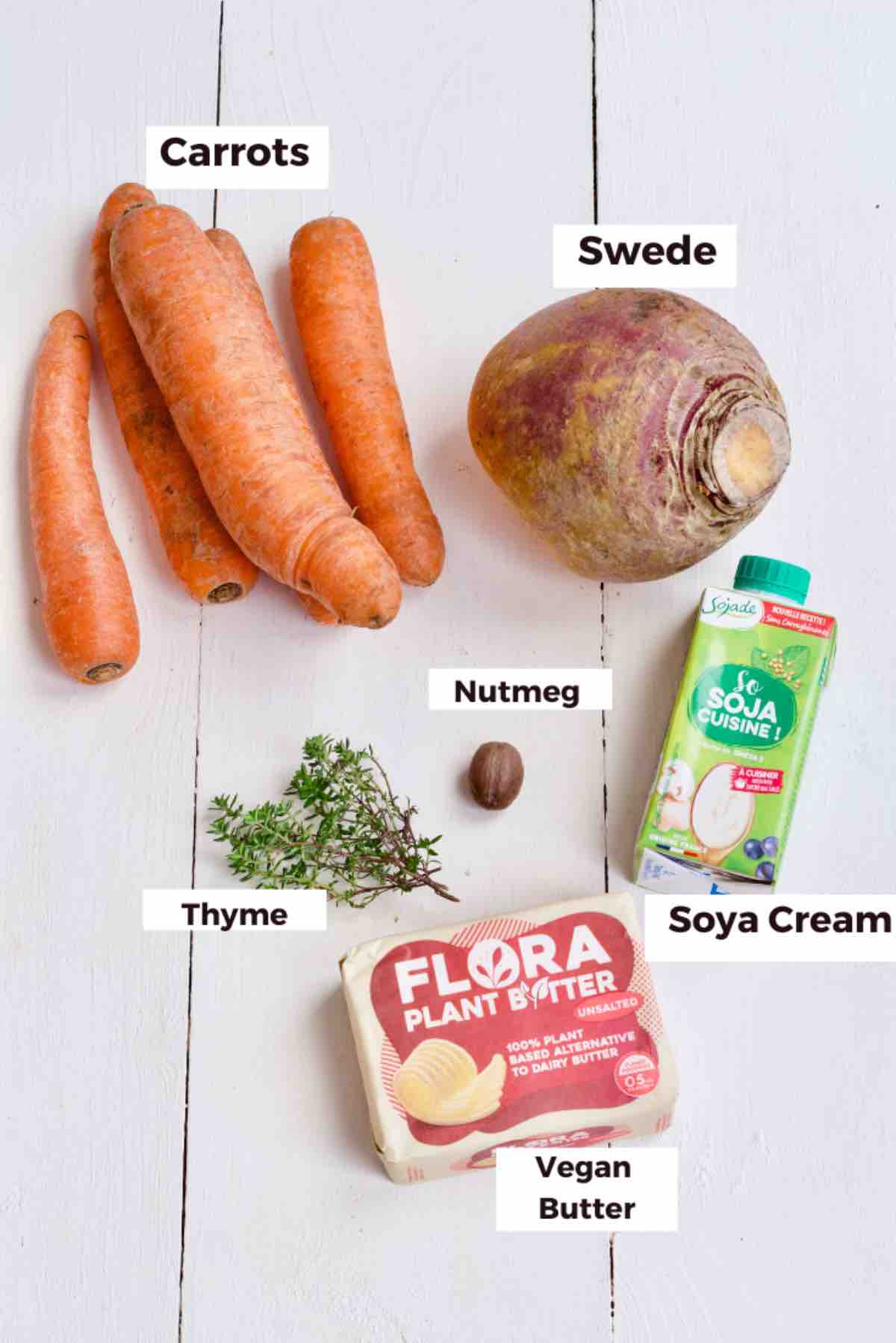 Ingredients for making carrot and swede mash.