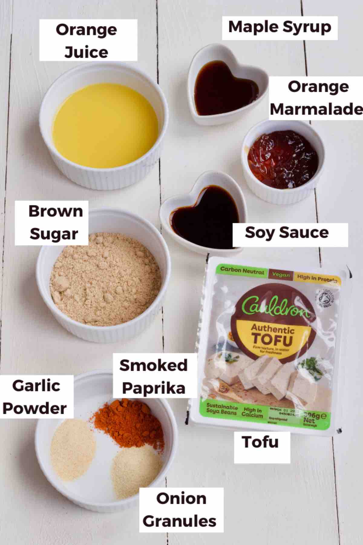 Ingredients for orange glazed tofu roast.
