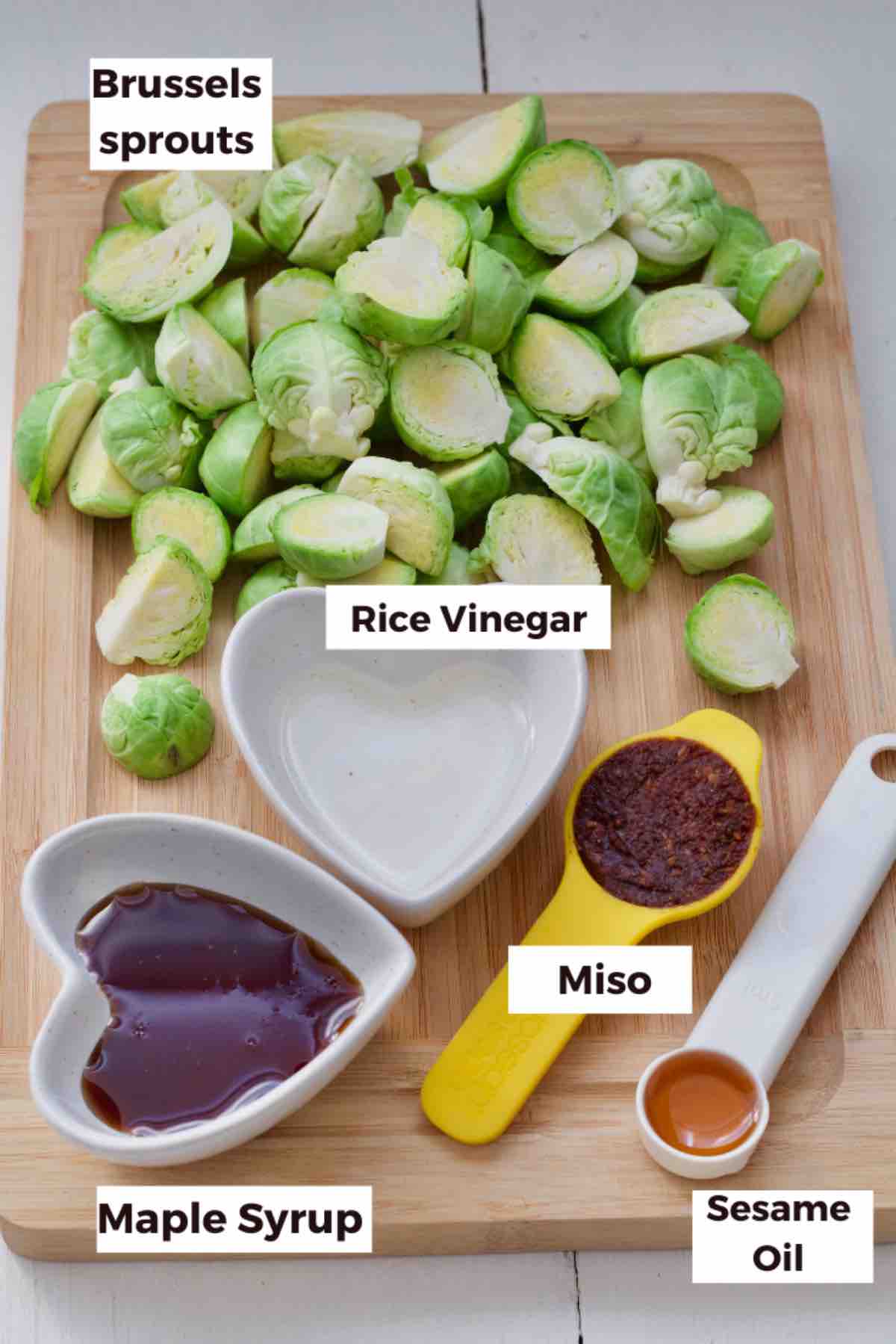 Ingredients for making Asian Brussels sprouts.