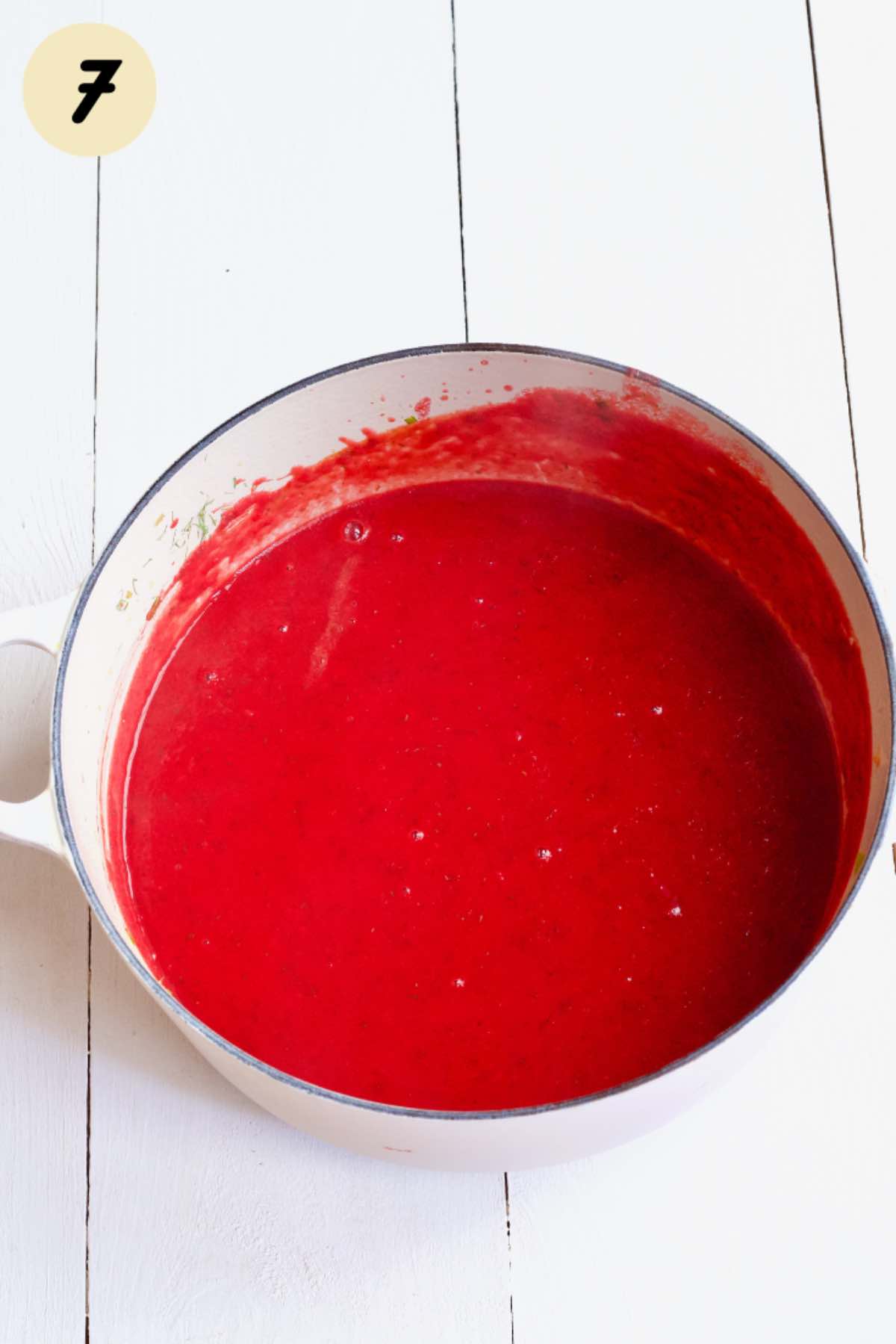 Pureed beetroot soup.