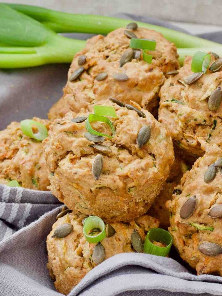 Close up of vegan vegetable savoury muffins.