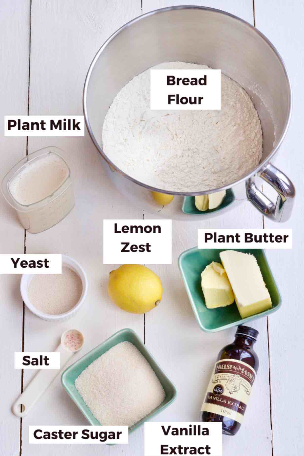 Ingredients for making jagodzianki dough.