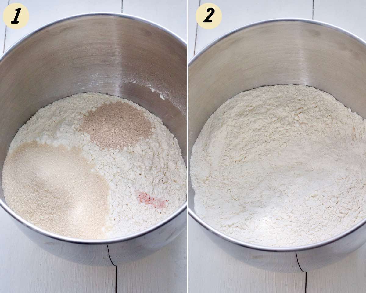 Dry ingredients combined in a bowl.