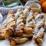 Close up of puff pastry cinnamon twists.