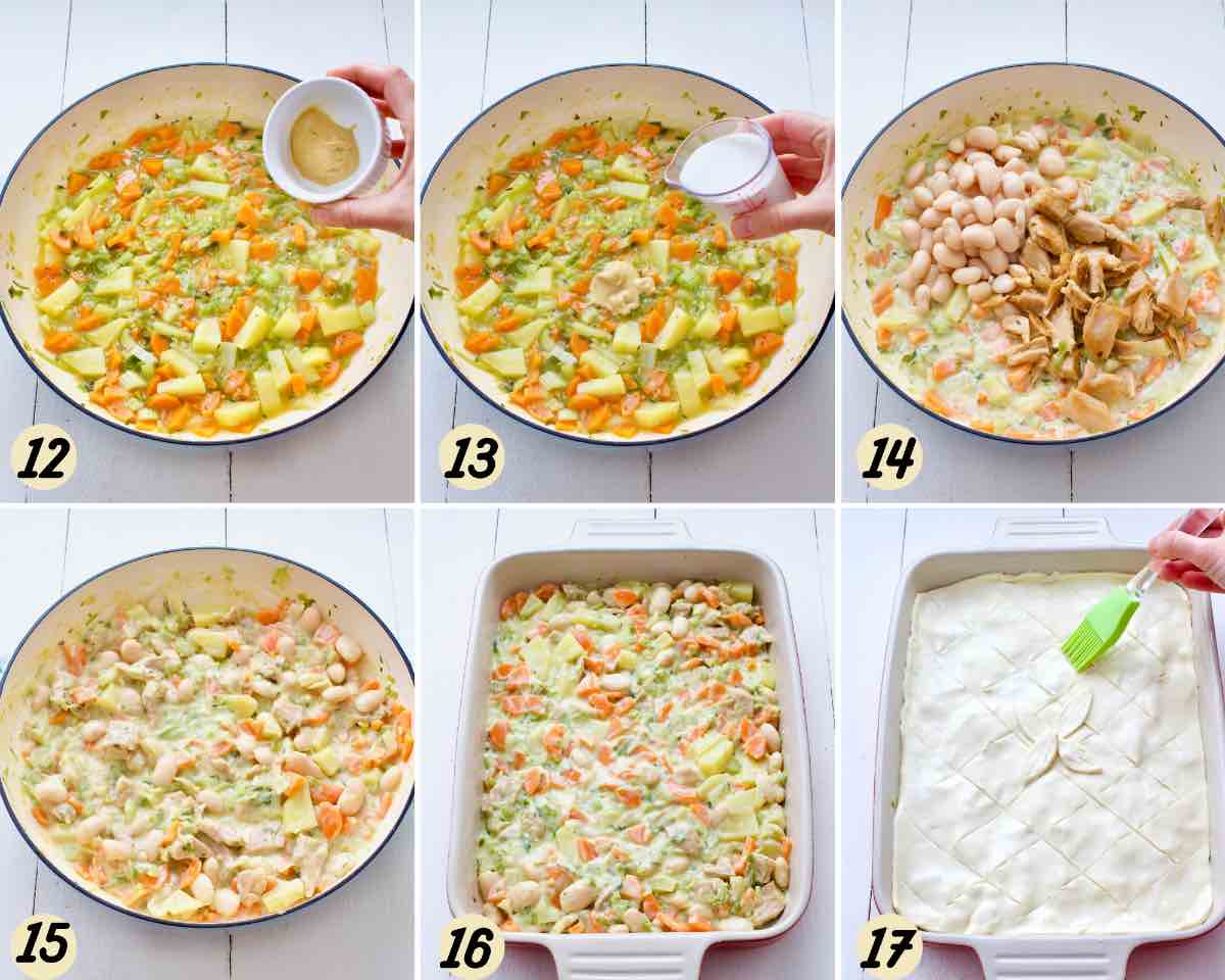 Process of making pie filling and pastry topping.