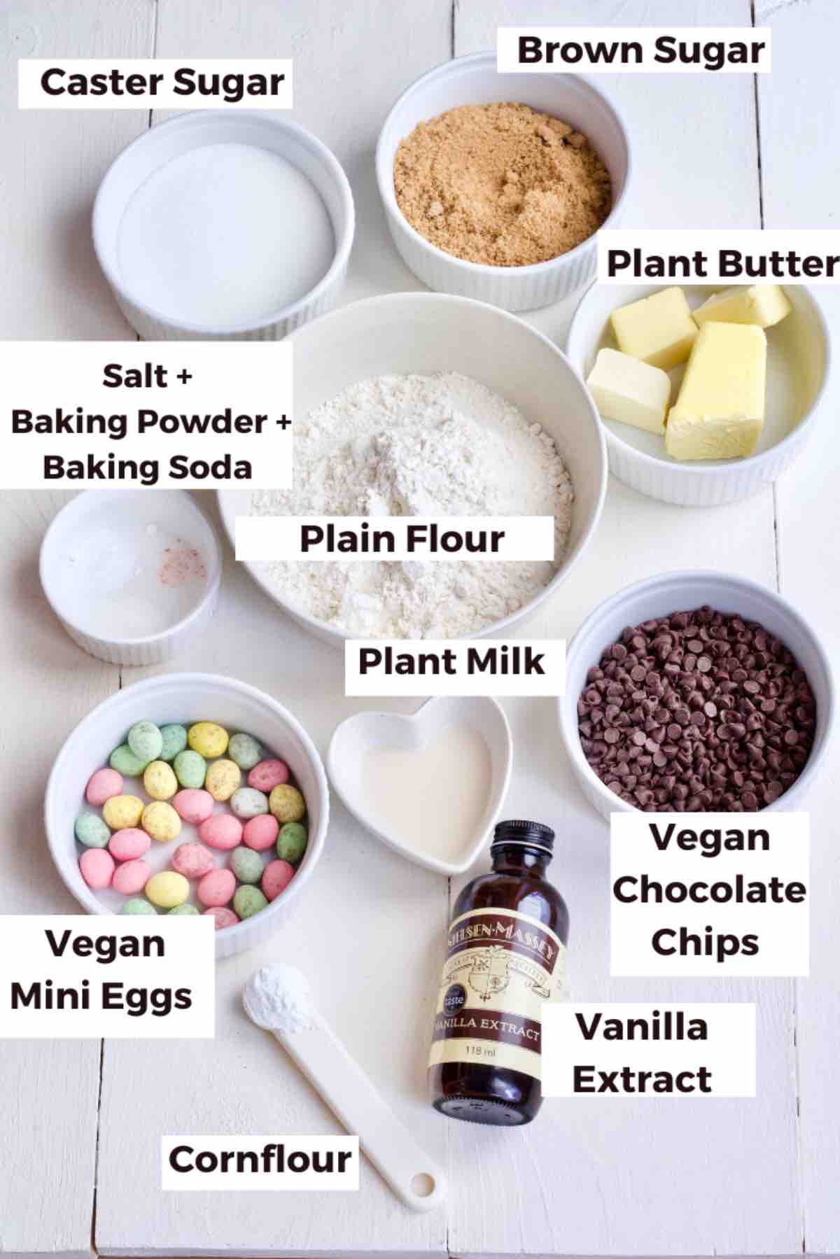 Ingredients for making mini egg cookie bars.
