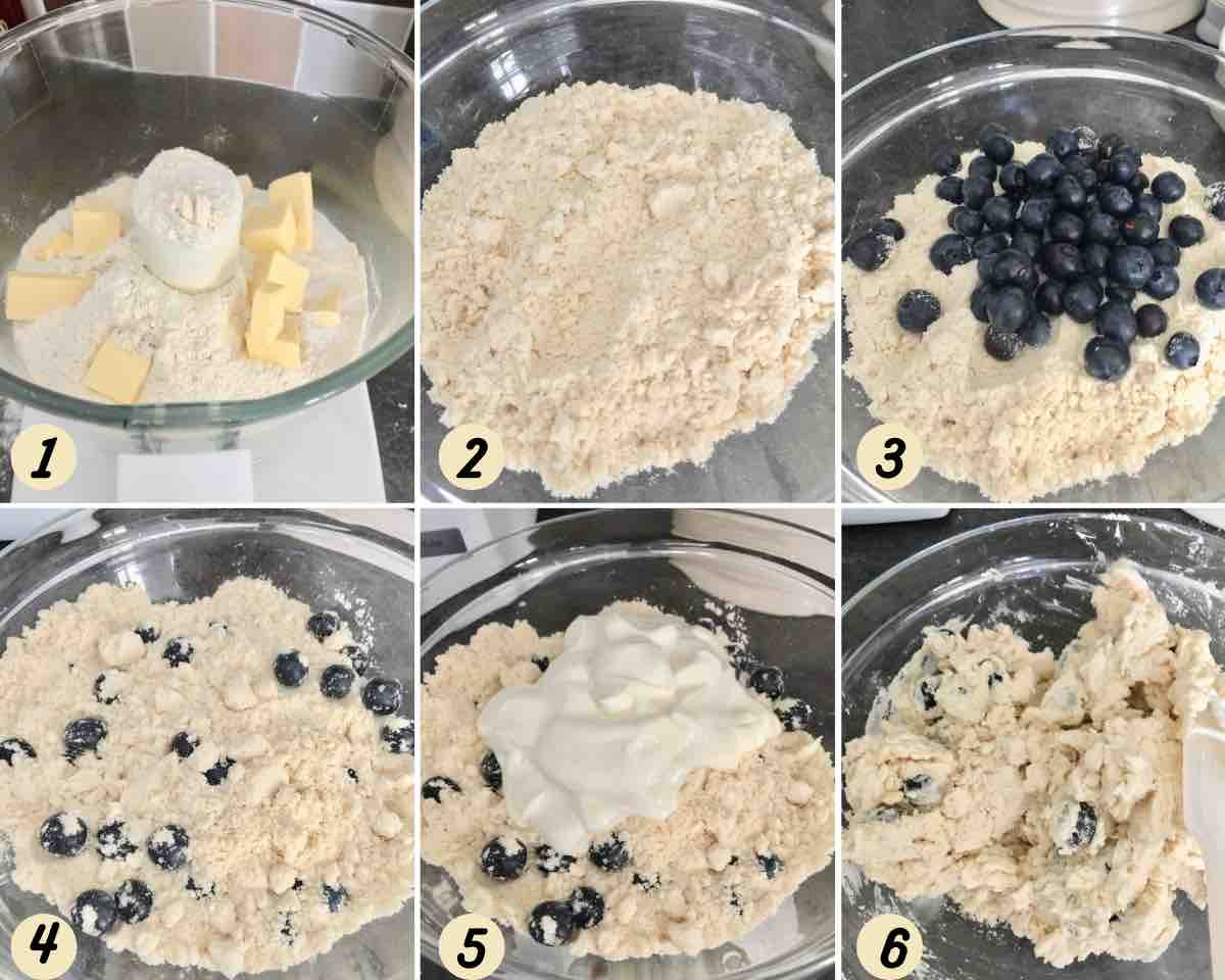 Process of making blueberry scones.