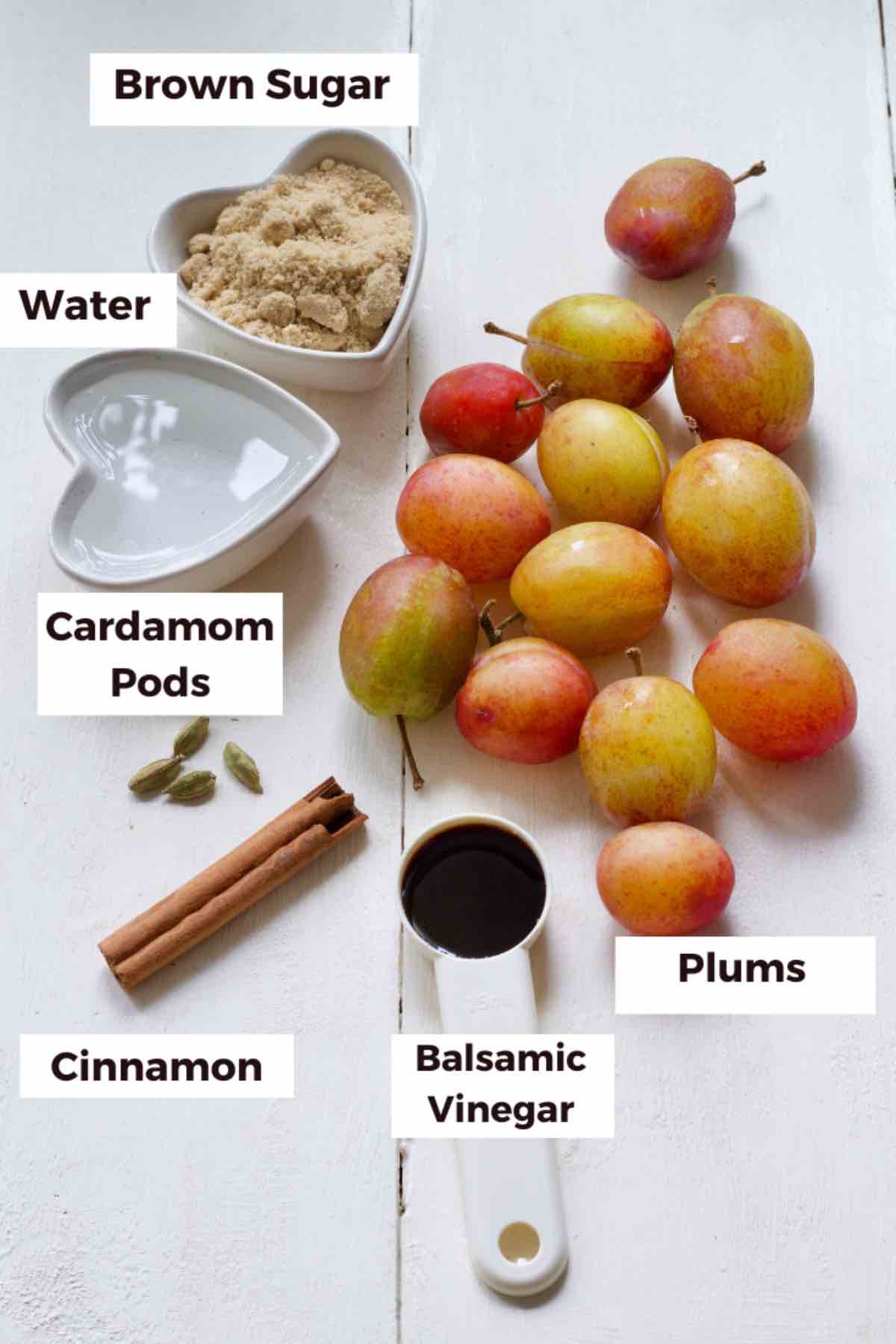 Ingredients for making stewed plums.