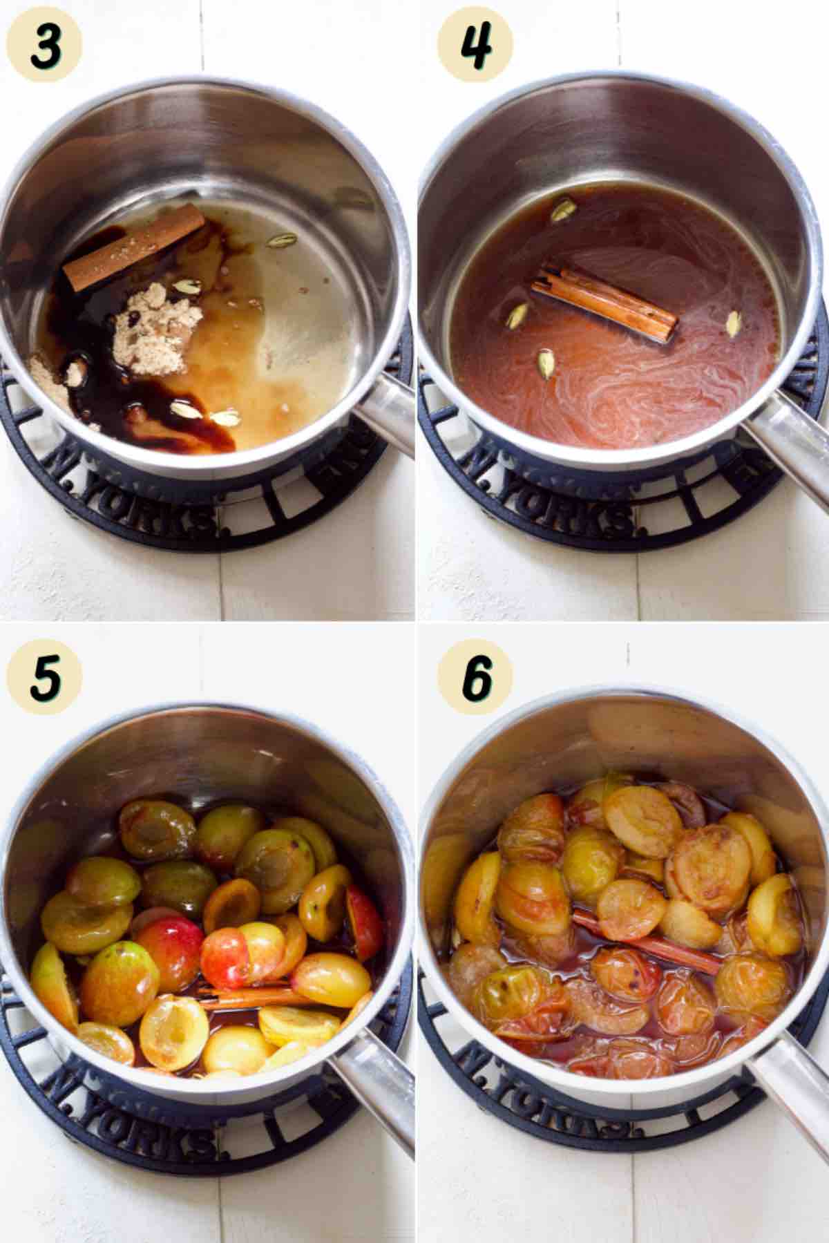 Process of stewing plums.