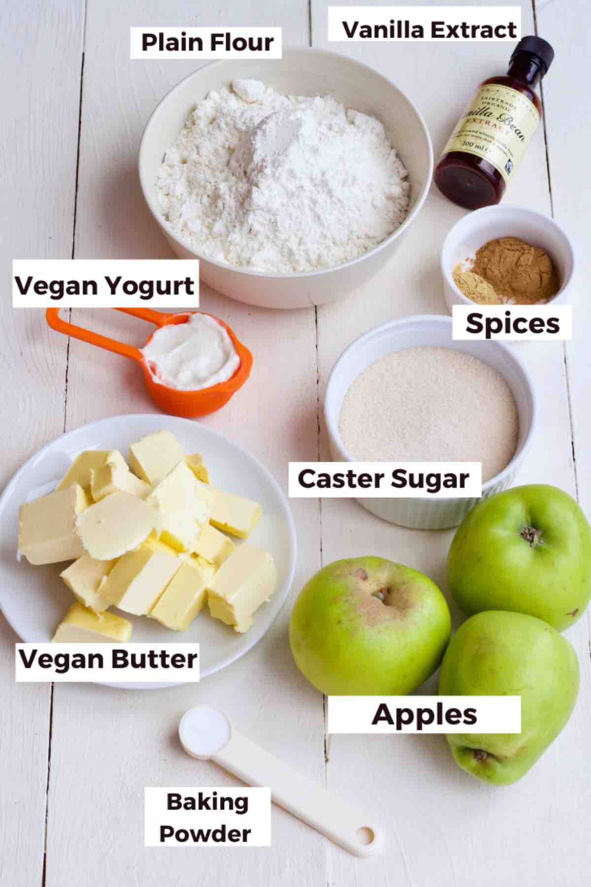 Ingredients for making Polish apple cake.
