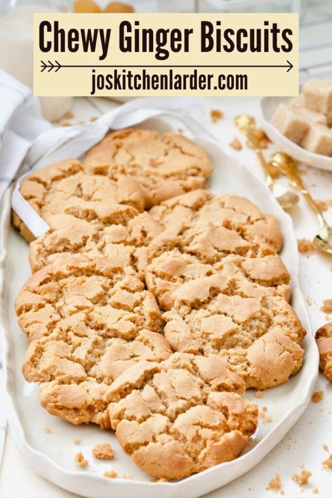 Ginger biscuits on a serving platter.