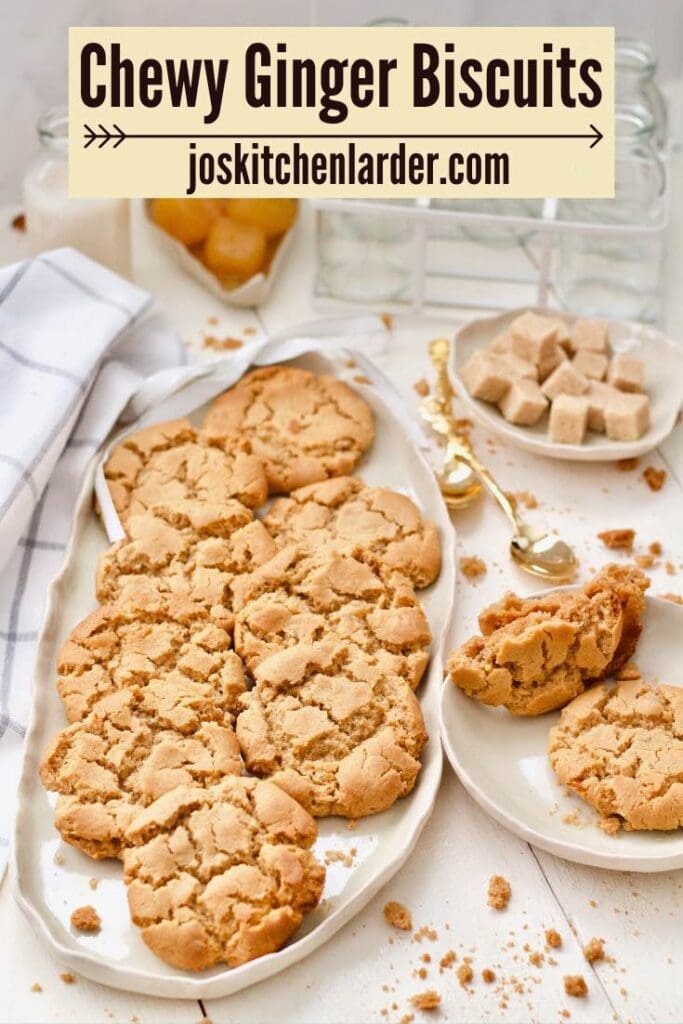 Platter with biscuits, plate with sugar cubes and small plate with more biscuits.