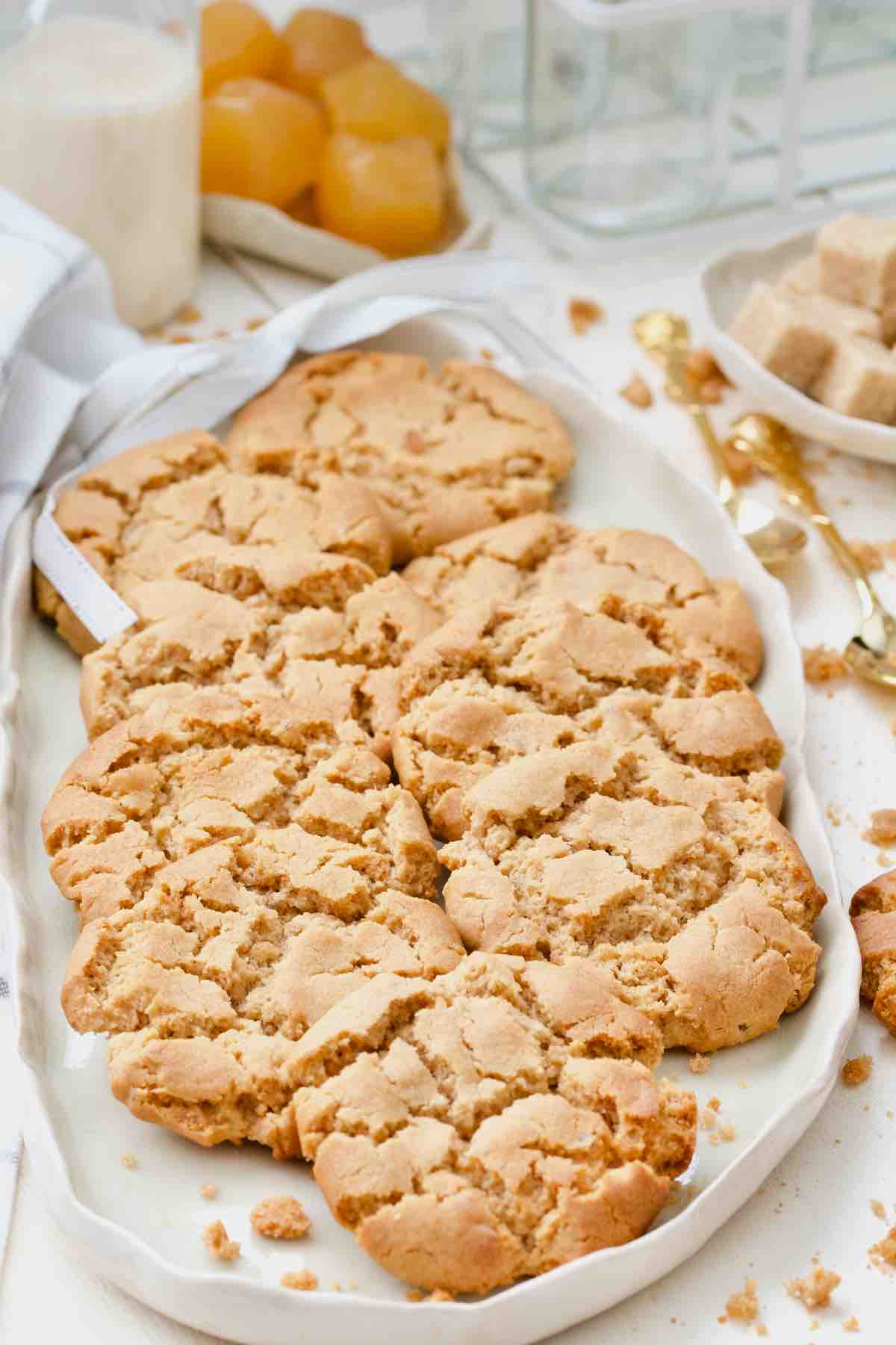 Ginger biscuits on a serving platter.