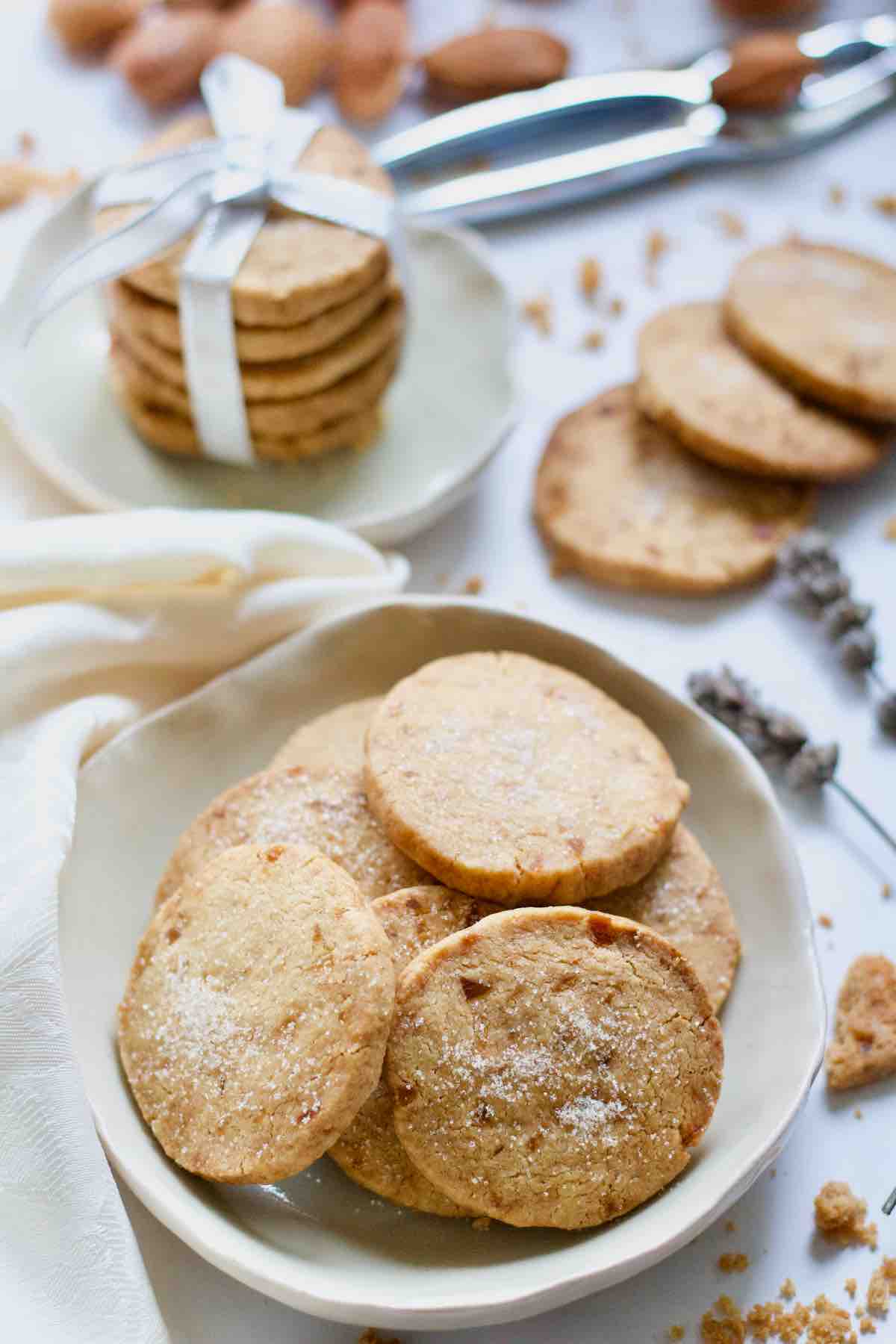 Shortbread biscuits in a bowl.