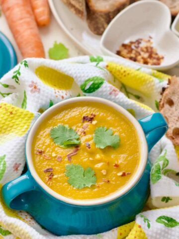 Soup in a bowl ready to serve.