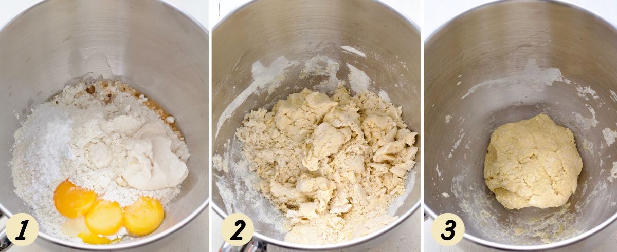 Making pastry dough to make faworki.