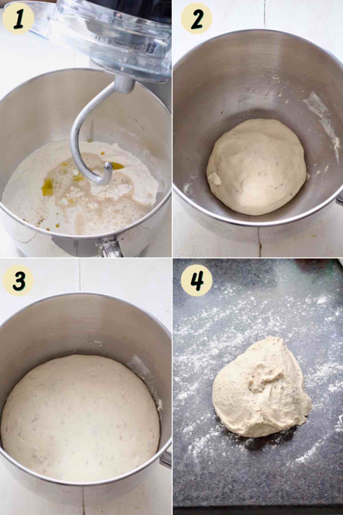 Making and proving bread dough.