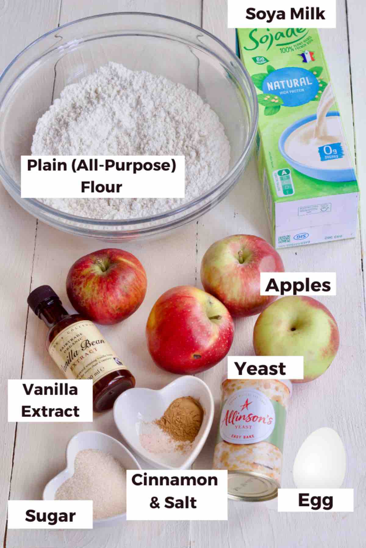 Ingredients for making Polish Apple Pancakes (Racuchy z Jabłkami).