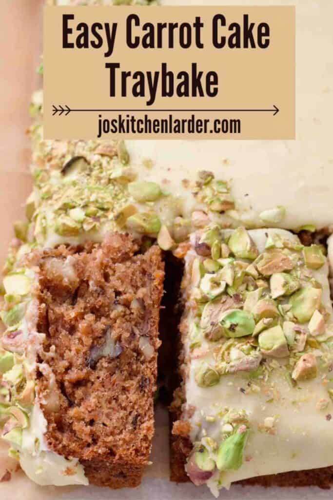 Close up of two slices of carrot cake, one on its side.