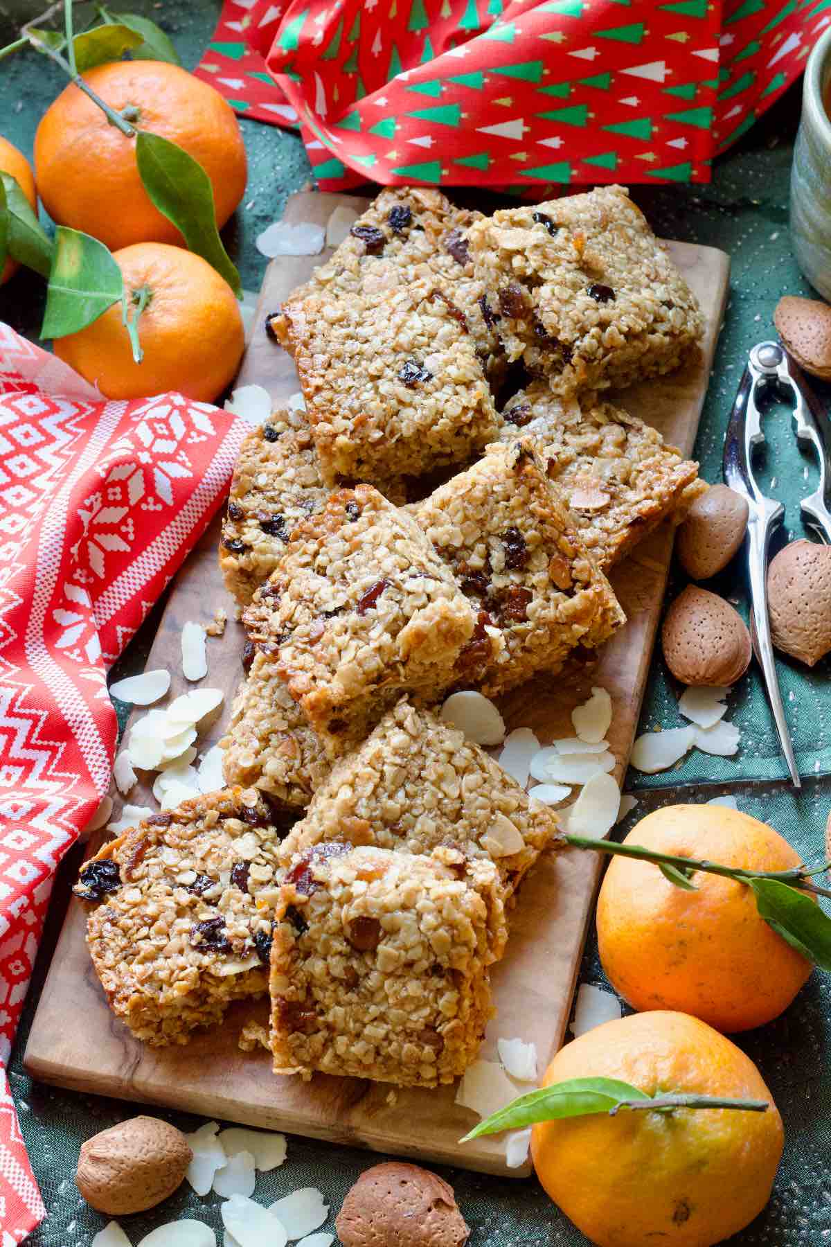 Mincemeat flapjacks on a board.