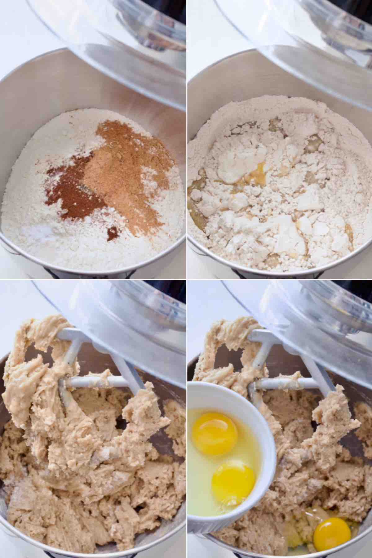Preparing pierniczki dough in a stand mixer.