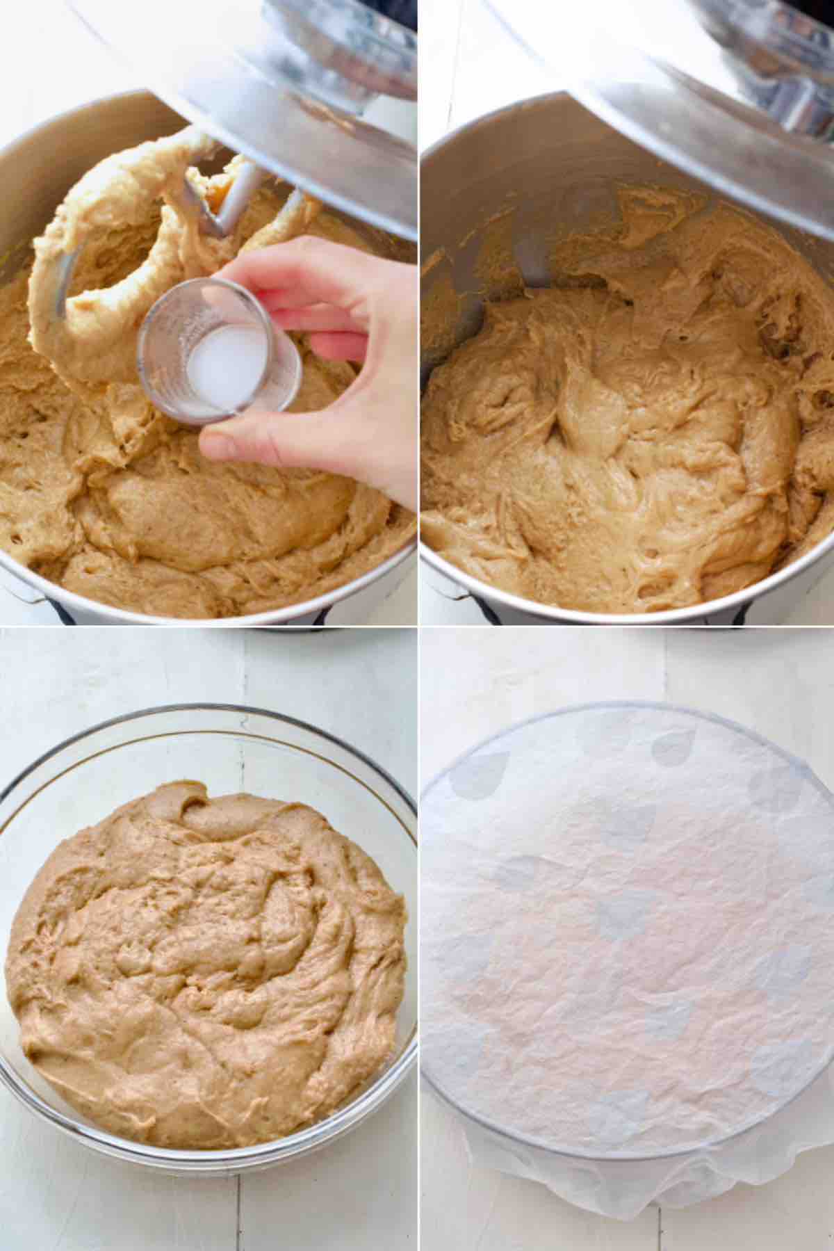 Process of making pierniczki dough. Dough covered in a bowl.