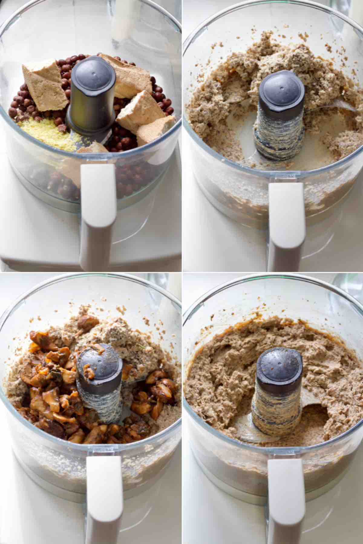 Pureeing the filling in a food processor.