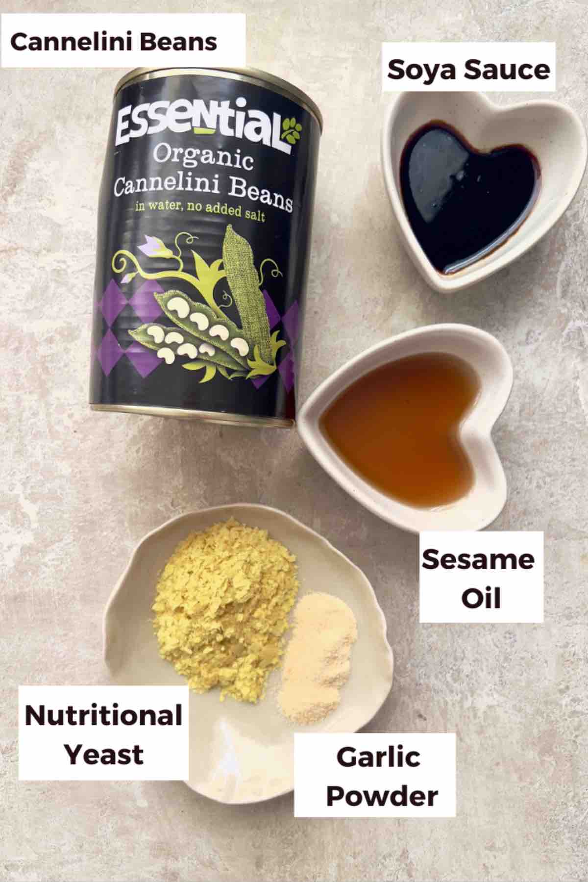 Ingredients for making crispy cannellini beans.