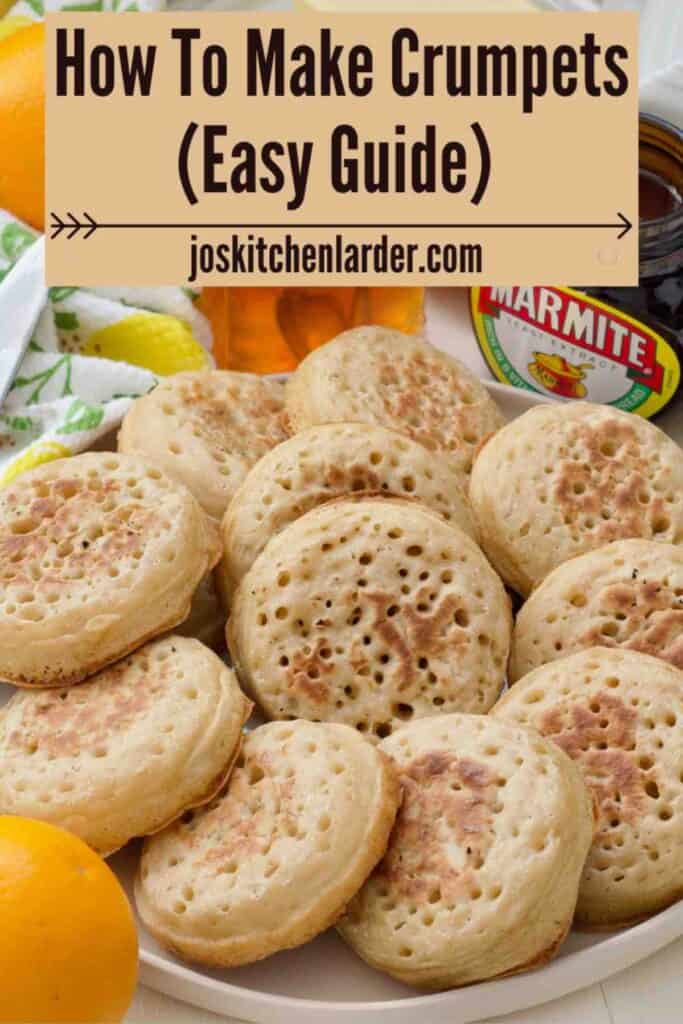 Close up of a plate full of crumpets.